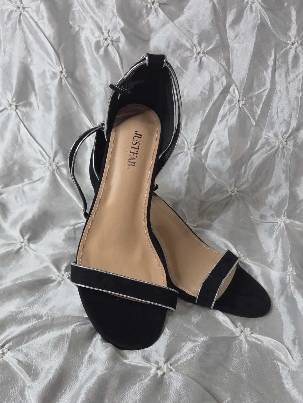 JustFab Black Open-Toe Ankle-Strap Sandals